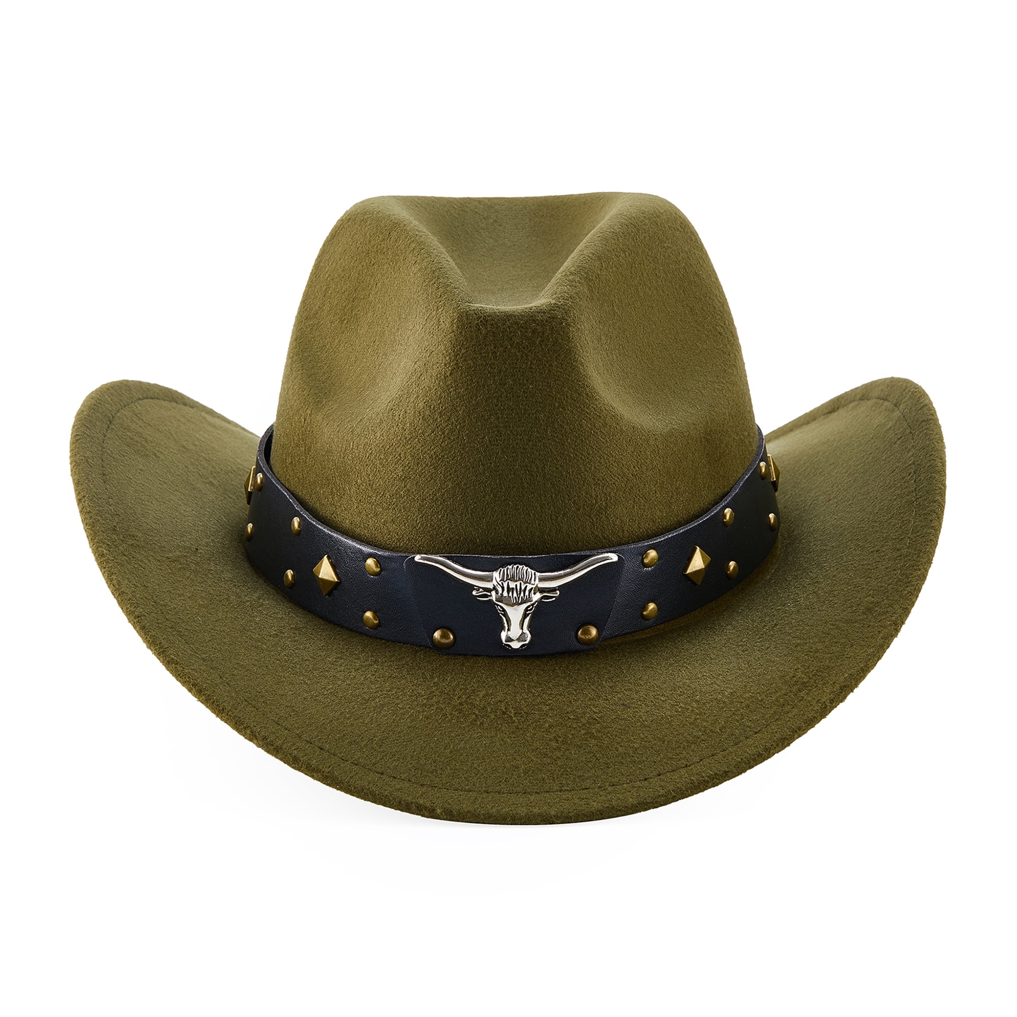 Cowboy Hat for Women Men Rivet Wide Brim Hats Felt Western Cowgirl Hats