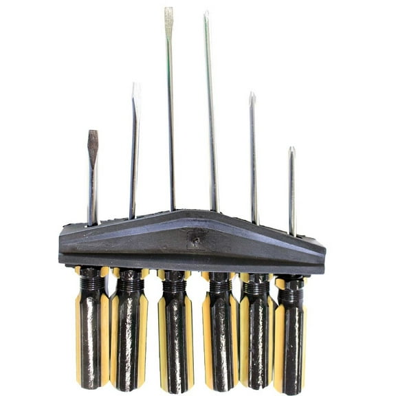 ARTESIA TOOL 6-Piece Screwdriver Set | Slotted & Phillips | Two-Tone Ergonomic Handles | 6" (15.2 cm) to 9" (23 cm) Length | Plastic Wall Rack Included
