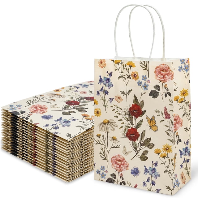 Bolsas de regalo de papel AnyDesign Vintage Wild Floral, 48 unidades