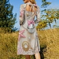 thumbnail image 5 of Seashells Pearls Bows Starfish Glamour Flare Dress Square Neck Dress Elegant Female Fashion Printed Dress, 5 of 9