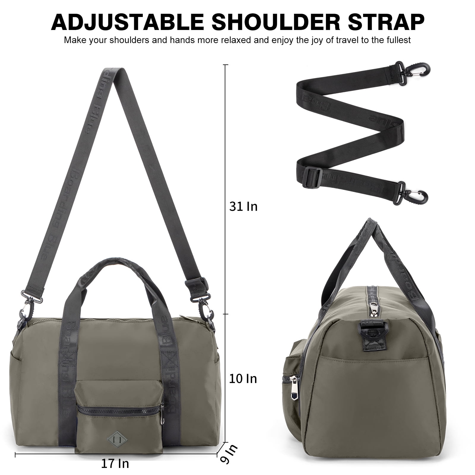 For United Airline 17x10x9 Inches Personal Item Underseat Travel duffle bag, ports Tote Gym Bag,Shoulder Weekender Overnight Bag (Grey)