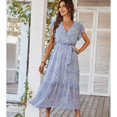 thumbnail image 4 of Robe d'Été Longue à Motif Floral : Robe Bohème Élégante à Col en V, Robe de Plage Décontractée pour Femme, 4 of 10