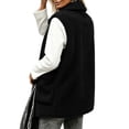 thumbnail image 4 of Staron Women's Sleeveless Vests for Women Casual Basic Collared Button Down Loose Fit Fall Winter Coat Jacket Vest, Black XL, 4 of 7