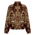 thumbnail image 5 of Jackets for Women Winter Coat Jackets Flannel Stand Collar Jacket(Gold Damask Opulent Wallpaper Design,Size:S-4XL), 5 of 7