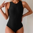 thumbnail image 2 of WREESH Women's High Support Athletic One Piece Swimsuit Front Zipper Training Swimwear with Tummy Control & Panel for Lap Swimming, Water Aerobics & Pool Fitness Black, 2 of 5