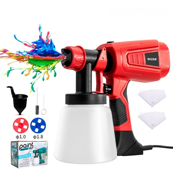 Storgener Paint Sprayer, 400W Spray Gun, 2 Nozzles and 3 Patterns, Easy to Clean, for Furniture, Cabinets, Fence, Walls, Door, Red