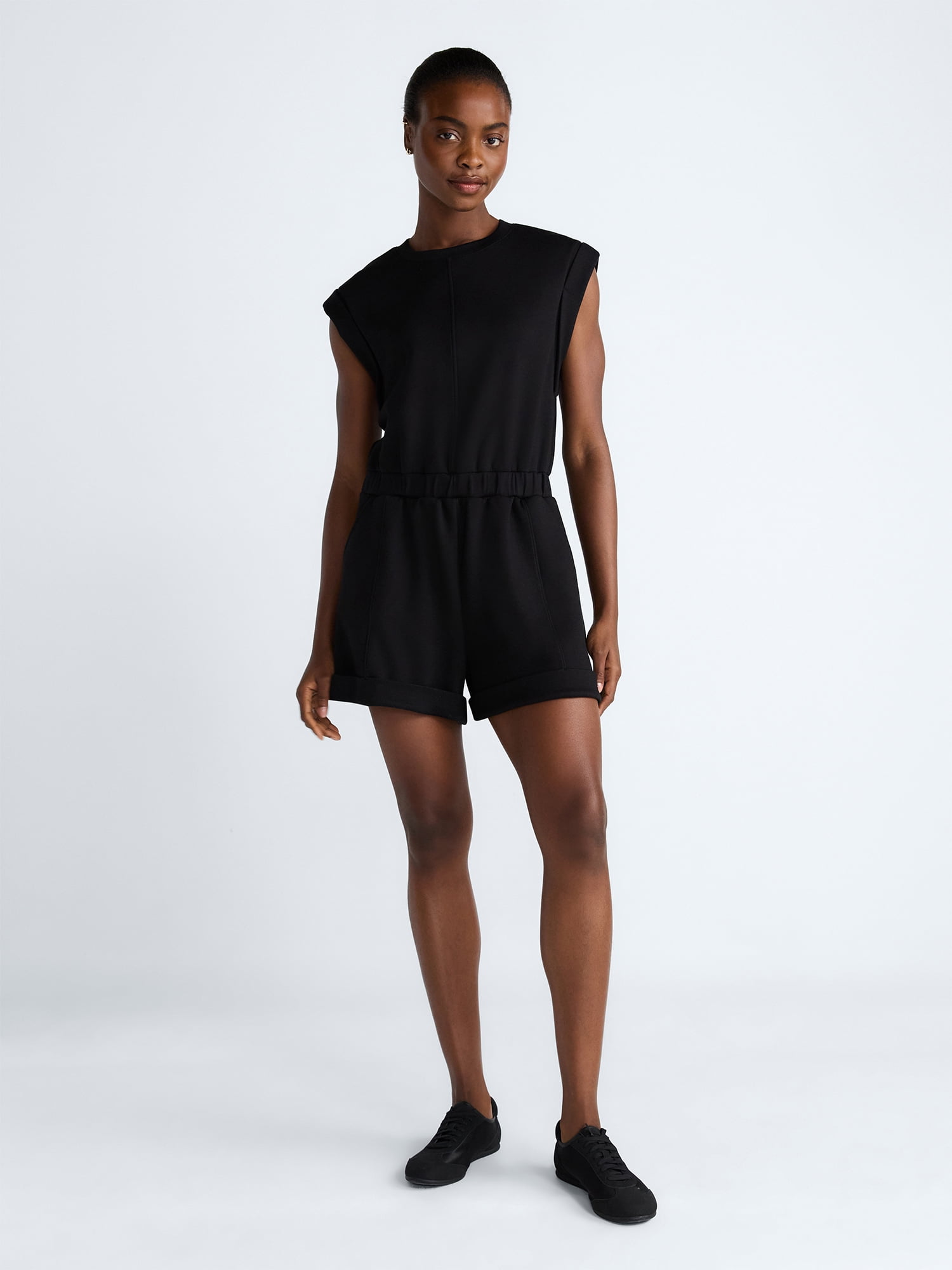 Scoop Women's and Women's Plus Scubaknit Crewneck Romper, Sizes XS-4X