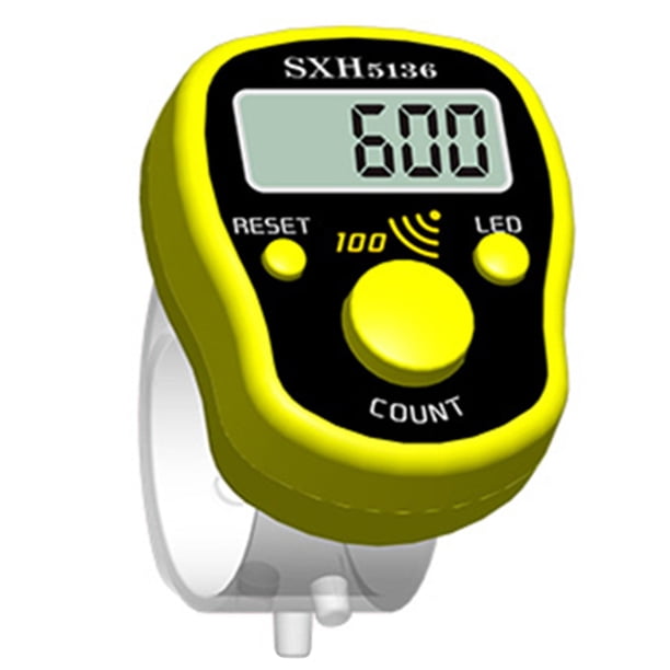 FLhrweasw Mini Puntada Marcador Contador Dedos LCD Digital Mano Tally Tools (Amarillo)