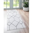 thumbnail image 3 of Unique Loom Matrix Trellis Collection Area Rug - Deco (2' 11" x 19' 8" Runner White/Gray), 3 of 10