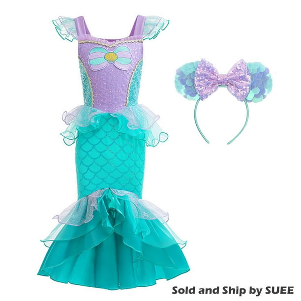 SUEE Mermaid Princess Dress for Little Girl Sequins Halloween Birthday