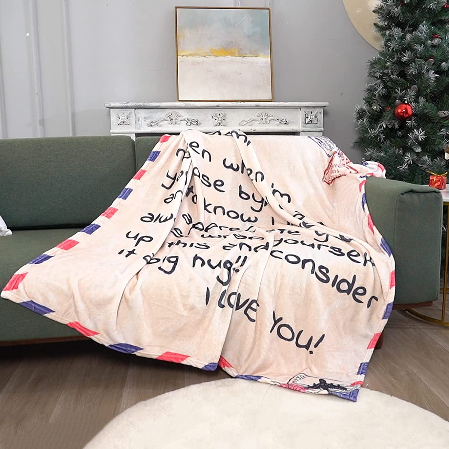 vivwell Gifts Mom Christmas Birthday Best Mom Ever Blanket Blush White  (65x50)