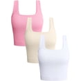 thumbnail image 1 of SURJDE Women's 3 Piece Tank Tops Ribbed Seamless Workout Exercise Shirts Yoga Crop Tops, 1 of 4