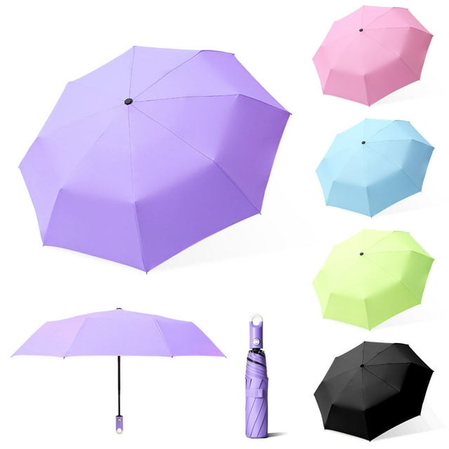 Purple Windproof Auto-Open Umbrella with 8 Flexible Ribs, 30cm Pongee Canopy & ABS Frame - Durable Inverted-Resistant Design for Inclement Weather, Lightweight 360g Compact Umbrella