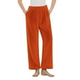 thumbnail image 5 of FRSASU Pajama Pants for Women Soft Comfy Plush Solid Color Casual Stretch Wide Leg Pants Orange, 5 of 5