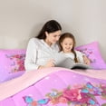 thumbnail image 4 of Manfei Floral Butterfly Letter I Twin Bedding Sets, Sparkle Print Pink Bedding Comforter Set for Girls Women, Pink Reversible, 7pcs, 4 of 7