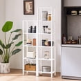 thumbnail image 6 of LELELINKY 6-Tier Tall Wooden Bookshelf with Storage, Industrial Modern Bookcase for Small Spaces, Living Room, White, 6 of 7