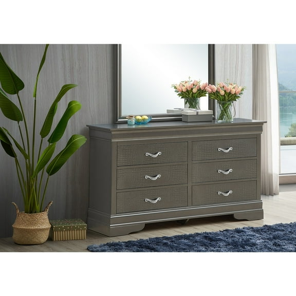 Glory Furniture Lorana 6 Drawer Dresser in Charcoal