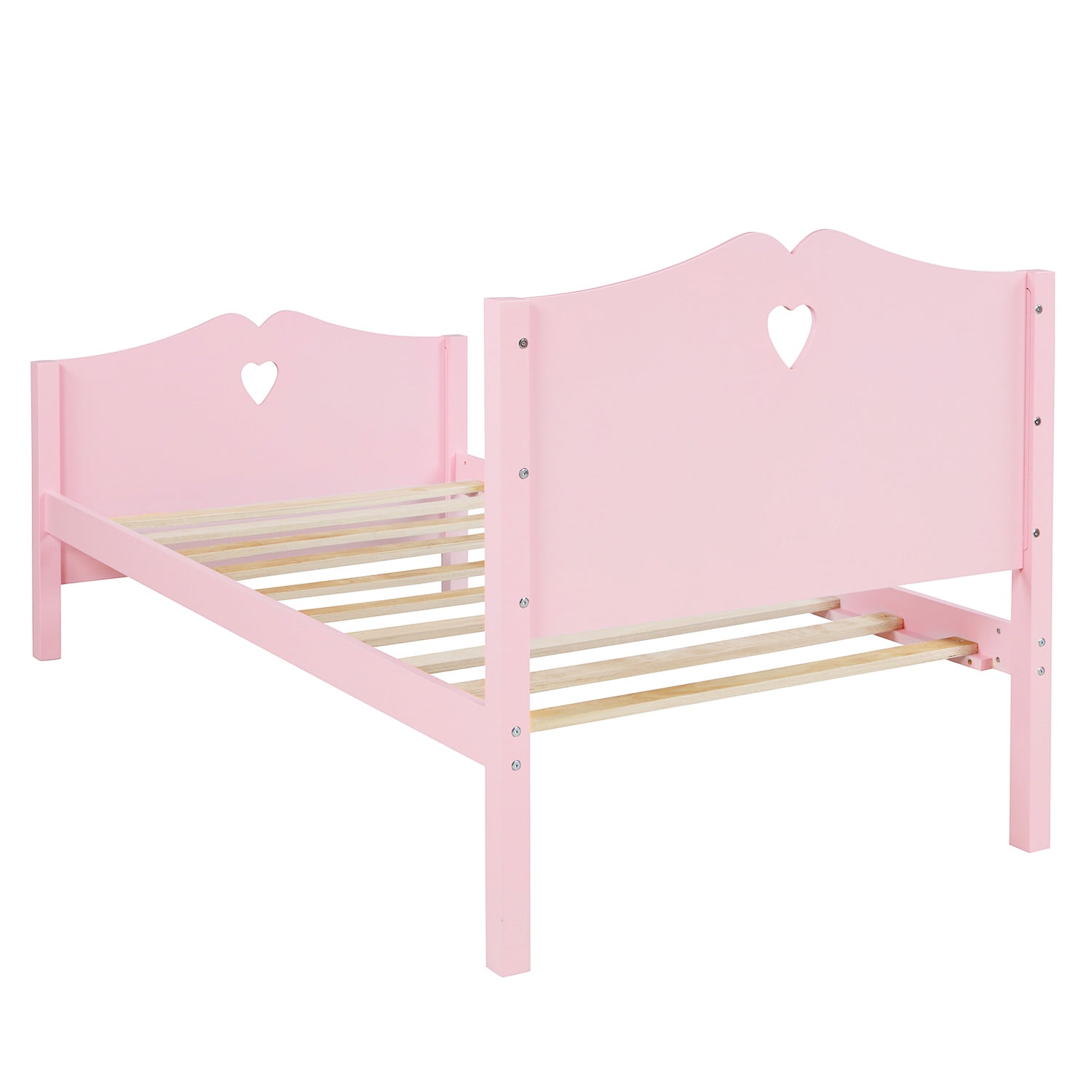 Kepooman Twin Size Modern Solid Wood Platform Bed with Headboard & Footboard for Bedroom, 80"L x 42"W x 43"H, Pink Kepooman Twin Size Modern Solid Wood Platform Bed with Headboard & Footboard for Bedroom, 80"L x 42"W x 43"H, Pink