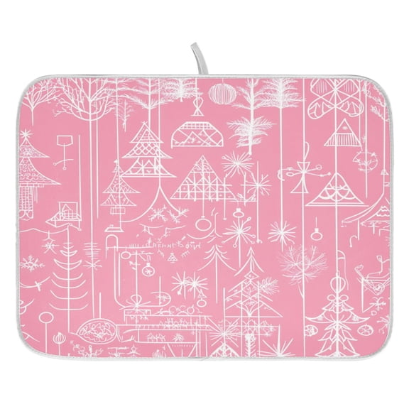 Whimsical Holiday Designs Dish Drying Mat for Kitchen, Quick Drying Absorbent Soft Durable 16" x 18"