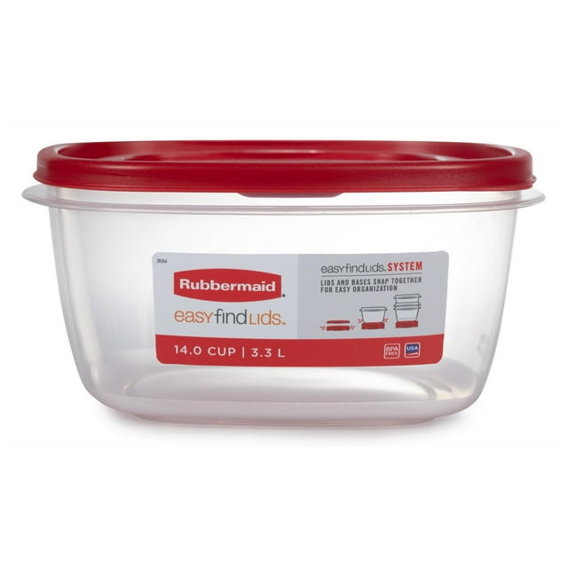 Recipiente de almacenamiento de alimentos Rubbermaid Easy Find Lids, 14 tazas x 2
