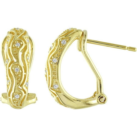 Miabella 1/10 Carat T.W. Diamond Yellow-Plated Sterling Silver Fashion Earrings