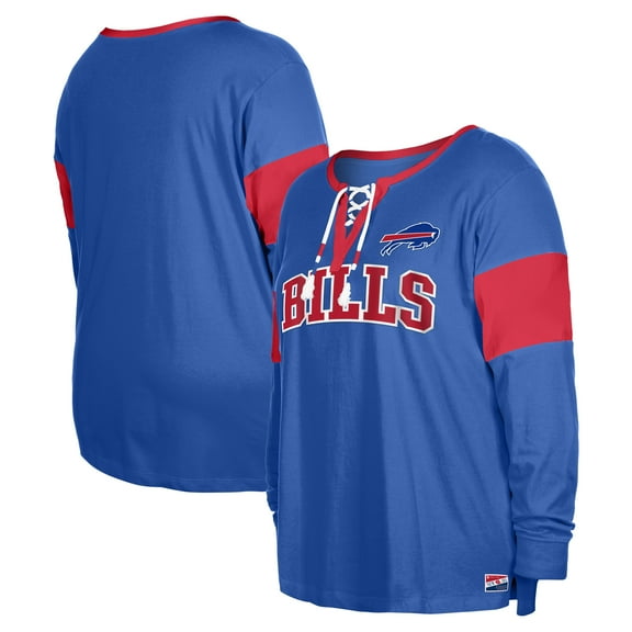 Women's New Era Royal Buffalo Bills Plus Size Lace-Up Notch Neck Long Sleeve T-Shirt
