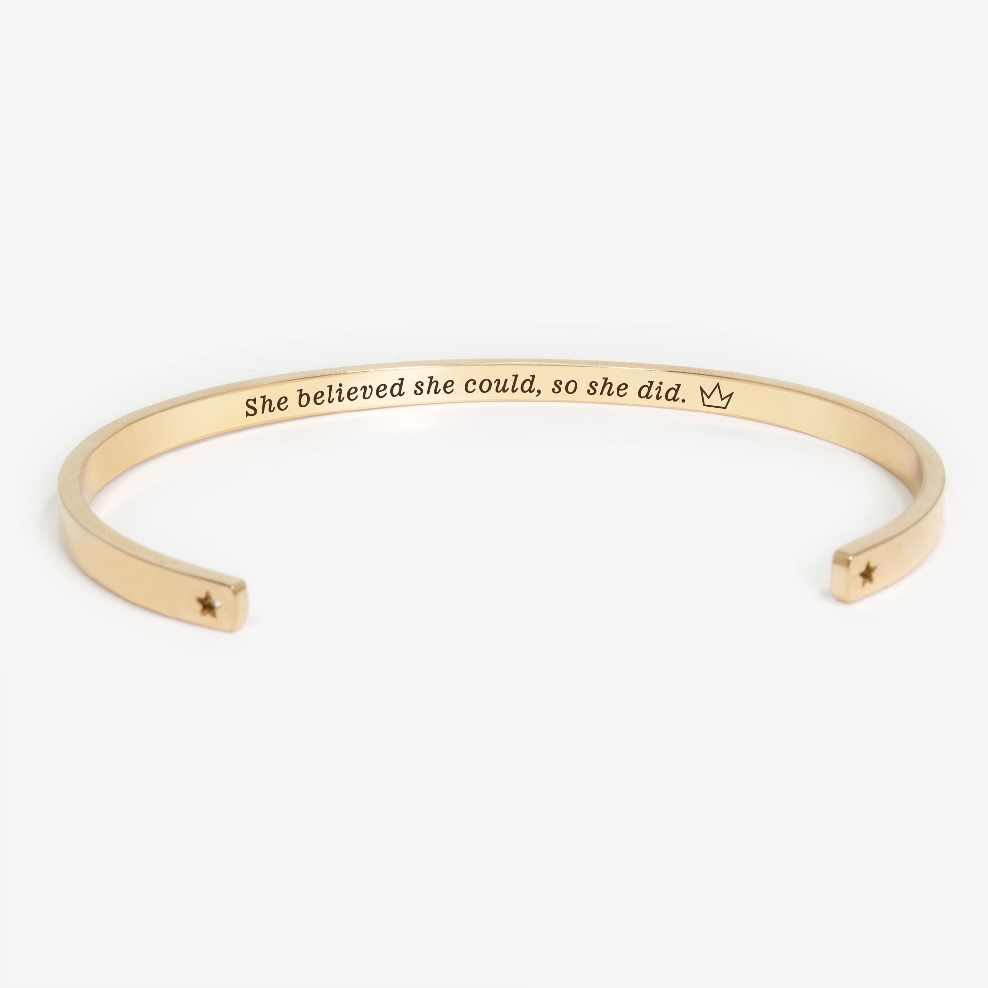 "She believed she could…" Rose Gold Stainless Steel Graduation Theme Hidden Message Gift for Her Cuff Bracelet with Gift Set