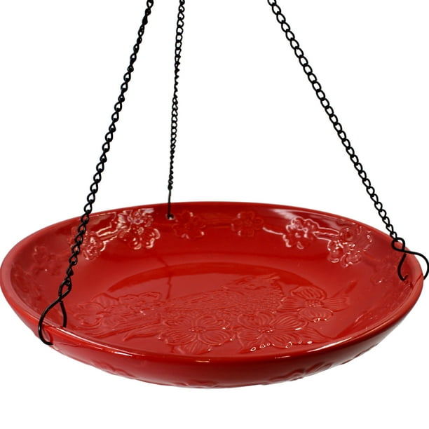 Backyard Essentials Bird Bath Hanging Birdbath Cardinal Red for Bird
