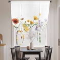 thumbnail image 4 of Country Colorful Tie Up Curtain 45 Inches Long, Daisy Wildflowers Retro Farm Botanical Balloon Style Kitchen Window Curtain Over Sink, Small Window Rod Pocket Curtain 42"x45", 4 of 9