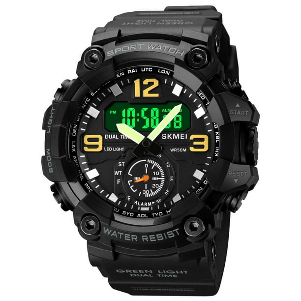 Reloj digital para hombre con retroiluminación LED, resistente al agua, con alarma y cronómetro. Reloj deportivo informal para hombre y niño.