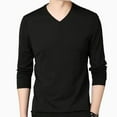 thumbnail image 2 of Mens Casual Slim Fit V Neck Long Sleeve T-Shirt Muscle Workout Tee Top Blouse, 2 of 11
