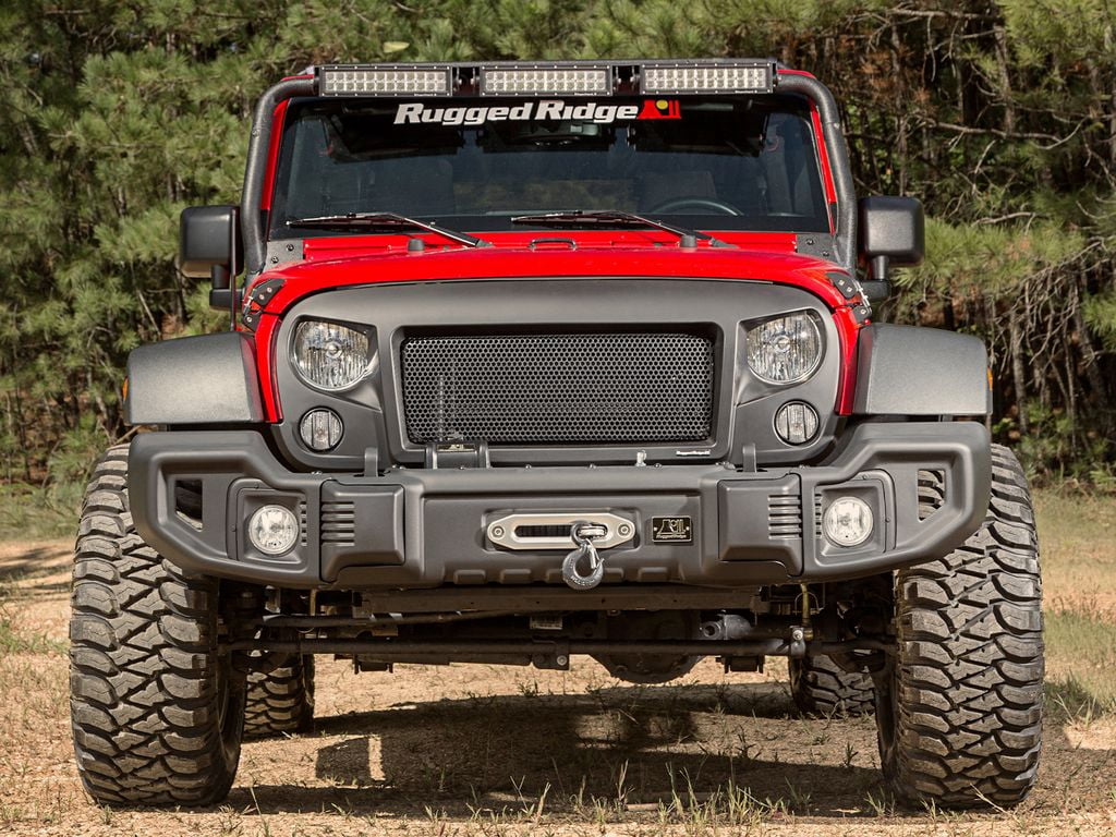 Rugged Ridge 11544.01 Spartacus Front Bumper, Satin Black Stamped Steel