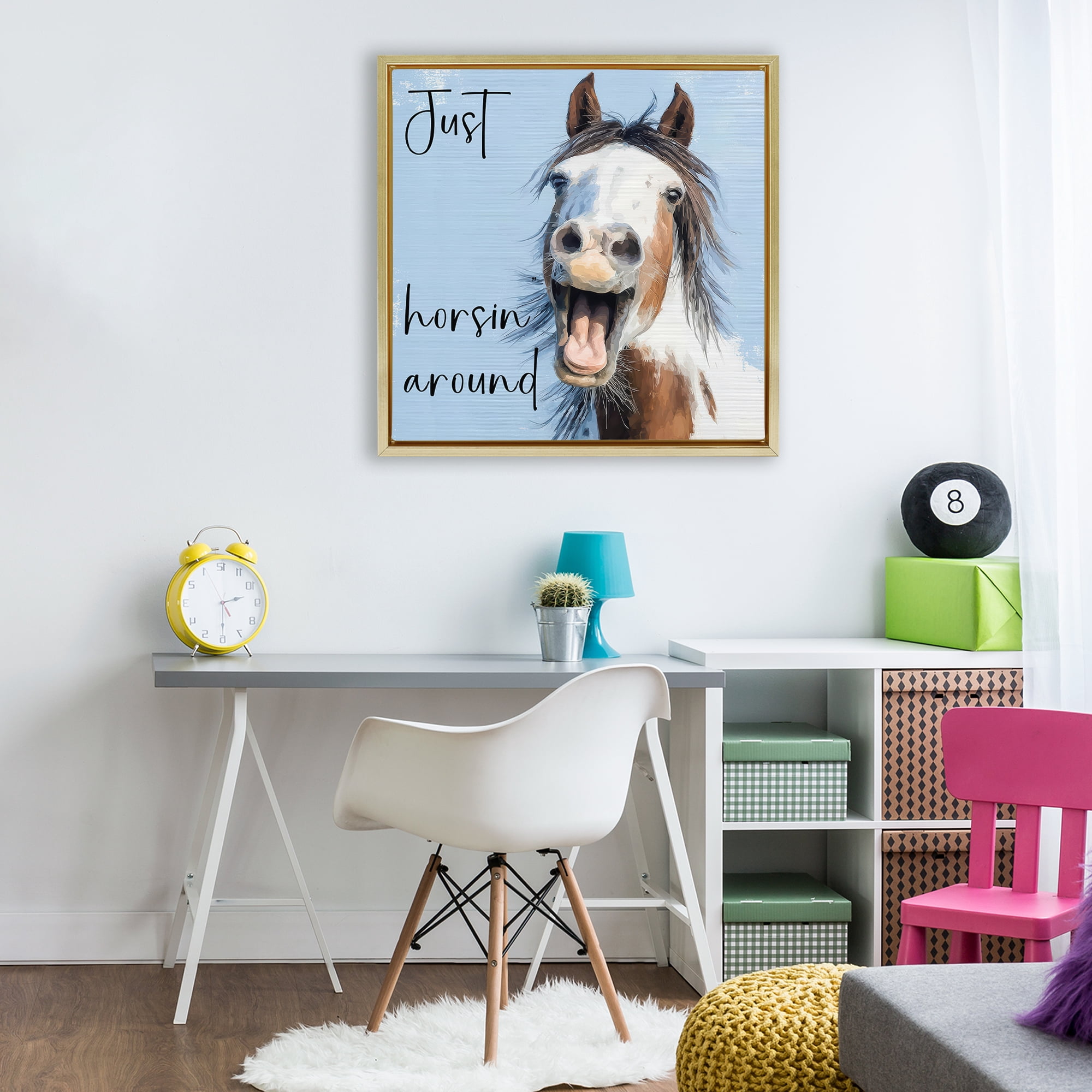 Stupell Industries Just Horsin' Around Gold Framed Floater Canvas Wall Art, design by Kim Curinga