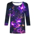thumbnail image 5 of ZQGJB Cute Butterfly Print Shirts for Women Dressy Casual 3/4 Lenght Sleeve Round Neck Graphic T-Shitrs Top Loose Fit Comfy Tunic Tees Blouse Multicolor#13 XXXL, 5 of 6