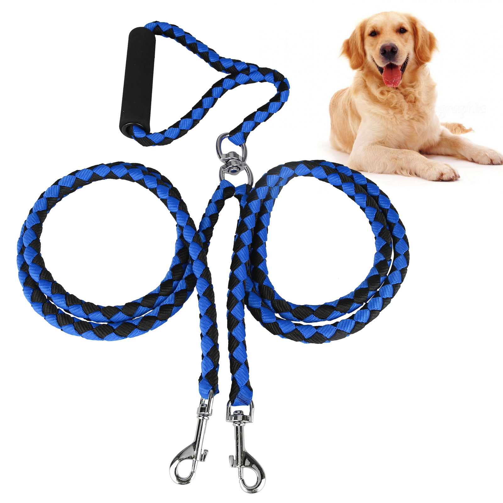 Double Dog Leash for 2 Small Medium or Large Dogs Adjustable Dual Dog Leash 360°Tangle Free & Soft Handle Two Dog Leash Comfortable Shock Walking & Training Leash 
