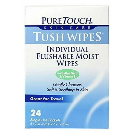 Tush Wipes For Adults 24 Individual Flushable Moist Wipes