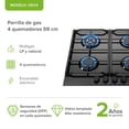 thumbnail image 3 of Parrilla De Gas 4 Quemadores Empotrable AVERA HEV4 En Vidrio Templado Estufa de Mesa, 3 of 10