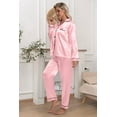 thumbnail image 5 of DAKIMOE Sleepwear Womens Silky Satin Pajamas Set Long Sleeve Nightwear Loungewear, Pink, M, 5 of 8