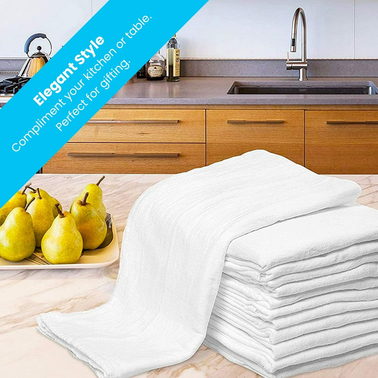 Zeppoli Kitchen Towels 12 Pack - 100% Soft Cotton - Dish Towels for Kitchen  - Ha