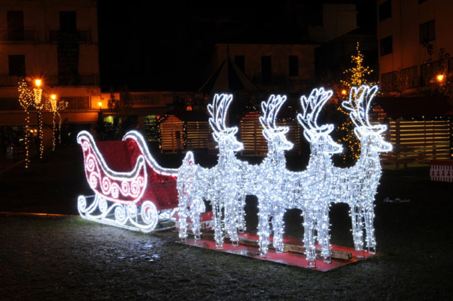 9' Commercial Size Reindeer and Sleigh Lighted Christmas