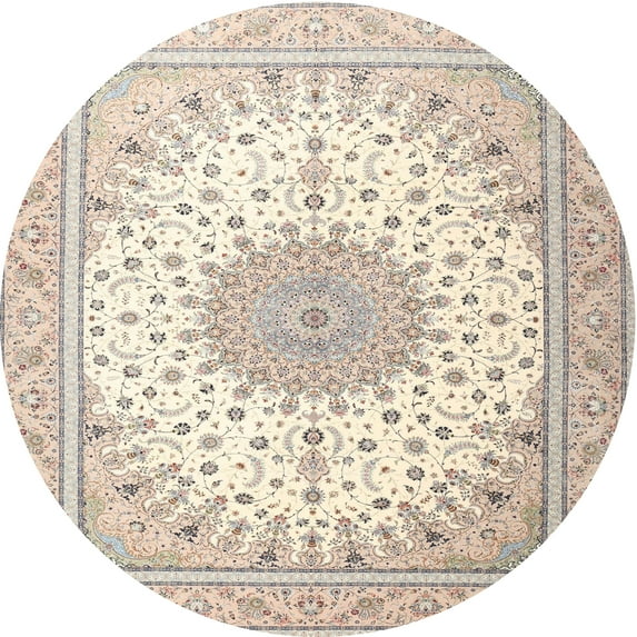 Ahgly Company Indoor Round Traditional Camel Brown Medallion Area Rugs, 3' Round