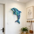 thumbnail image 6 of Ke1Clo Metal Wall Art Decor, 3D Dolphin Sculpture, Handcrafted Iron Wall Hanging, Modern Artwork for Living Room Bedroom, Colorful Door Wall Decor Gift, 6 of 7