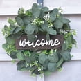 thumbnail image 2 of Corona de bienvenida de de eucalitto para puerta frontal, artesanal con hojas versátiles, decoración de primavera y verano Fanmusic Corona de bienvenida, 2 of 7