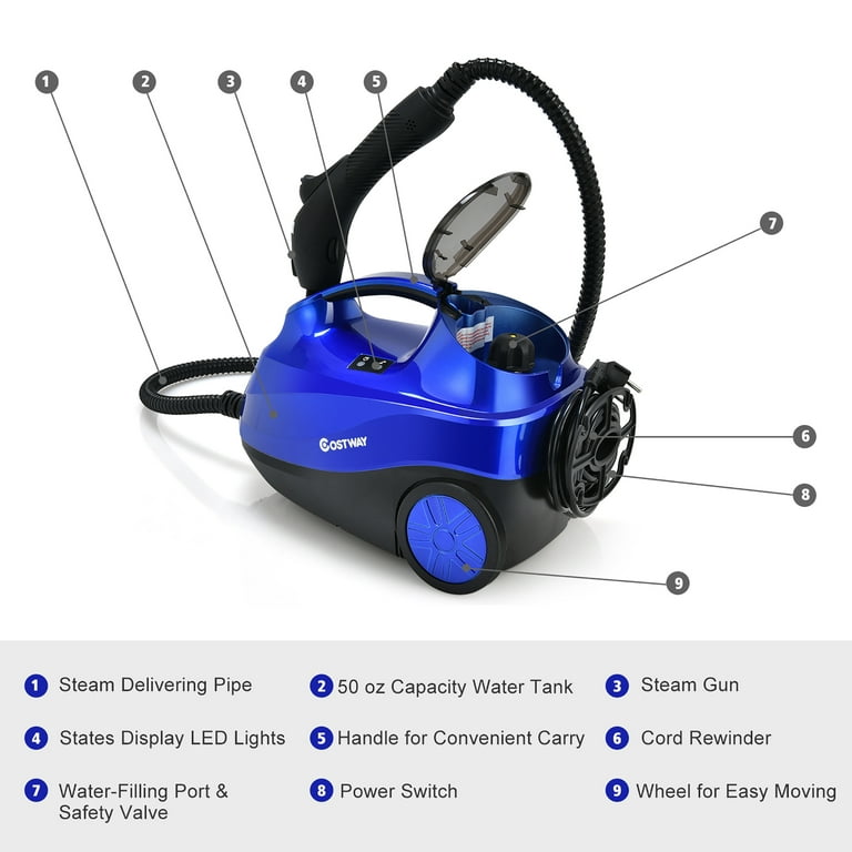 Heavy Duty Household Multipurpose Steam Cleaner with 18 Accessories -  Costway