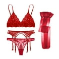 thumbnail image 7 of Women's Lace Bra and Panty Sets Lace Matching 4 Piece Lingerie Set, 7 of 7