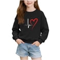 thumbnail image 2 of LJEFF Girl's Valentine's day Sweatshirt, Heart Print Crew Neck Casual Regular Fit Tee for Kids Black Size 3-4 T, 2 of 6