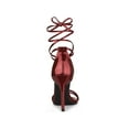 thumbnail image 2 of BLISSFUL STEP Lace Up Open Toe Stiletto Heeled Sandals for Women Maroon 7, 2 of 7