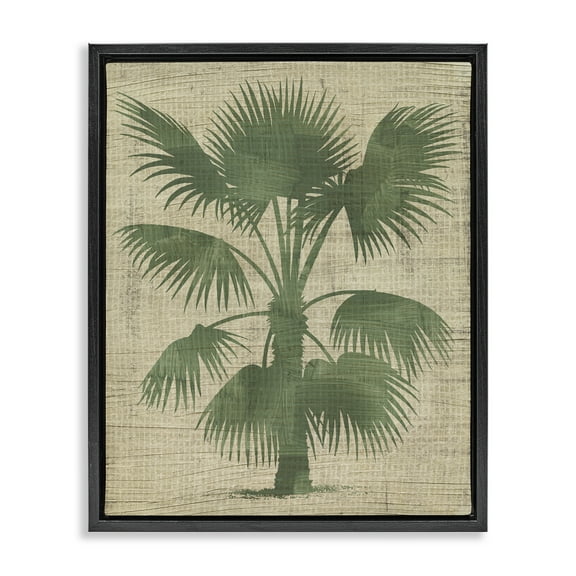 Stupell Industries Vintage Distressed Palm Plants & Flowers Painting Black Floater Framed Canvas Art Print Wall Art, 17 x 21
