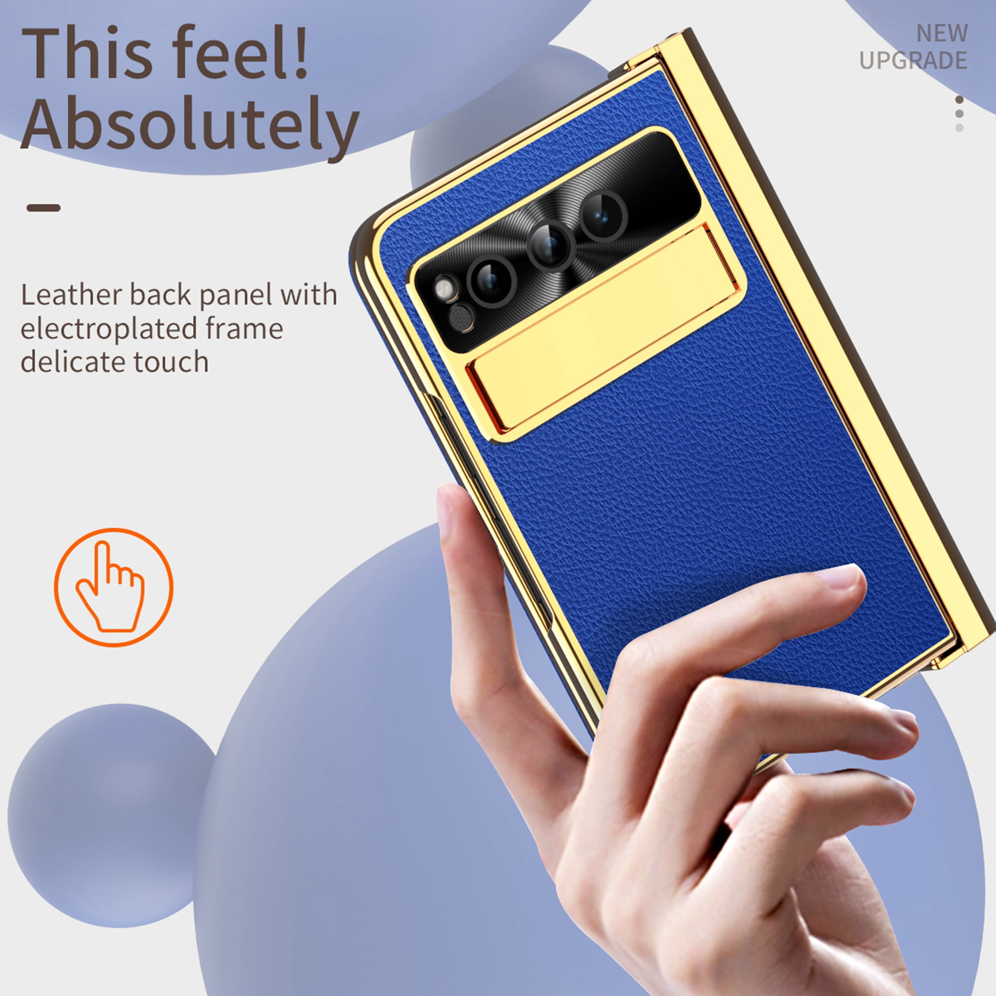 Dteck for Google Pixel Fold Case with Built-in Tempered Glass Screen Protector, Full Body Hinge Protection Shockproof Case with Pen Slot for Pixel Fold, Deep Blue