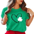 thumbnail image 4 of Pxiakgy! Vente de Liquidation T-Shirt Femme St Patricks Day Col Rond Irlandais Trèfle Chanceux Paddy's Day Graphique Tee Tops Femmes St Patricks Day Imprimé Manches Courtes Col Rond T-Shirt Vert m, 4 of 4